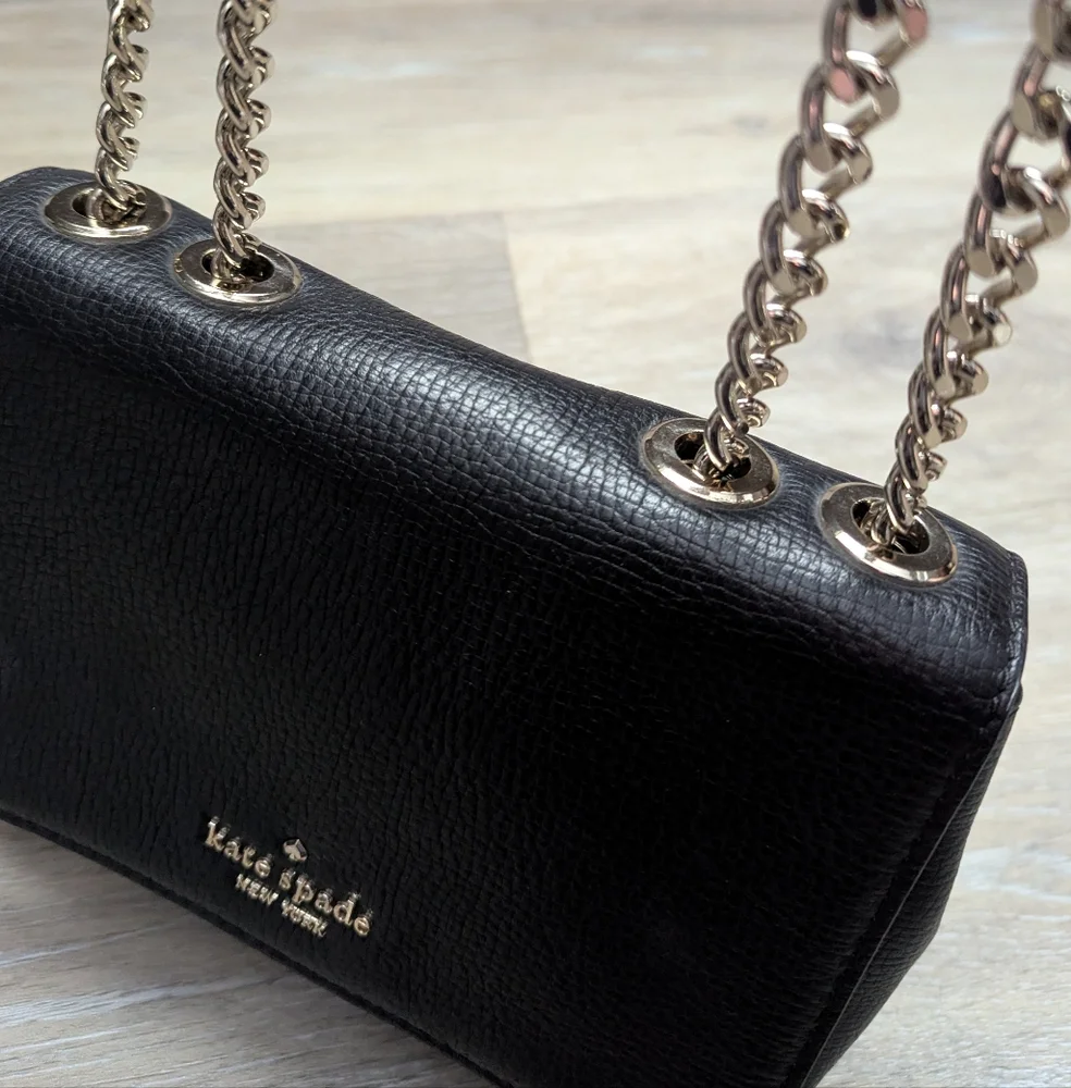 KATE SPADE Black Leather New York Briar Lane Emelyn Chain Crossbody Shoulder Bag